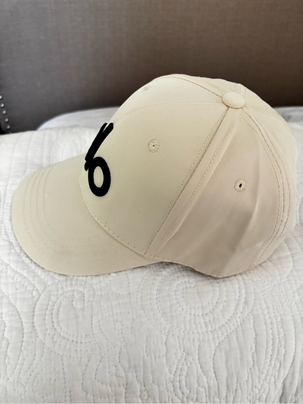 New Beige Baseball Cap with Black Logo unisex